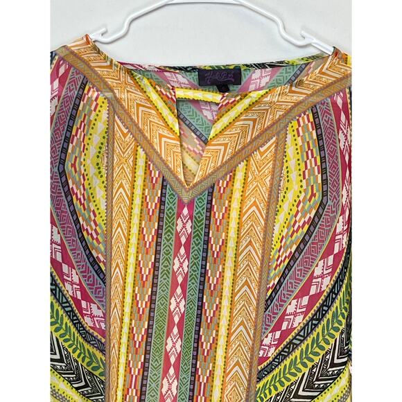 Hale Bob Women's S Multicolor Sheer Pullover Blouse Boho Hippy Chic Top Resort - Picture 9 of 9